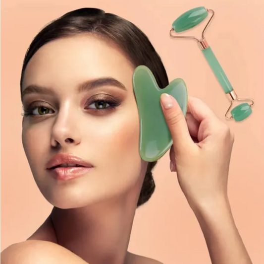 Green Facial Roller & Gua Sha Set – 2 Pieces